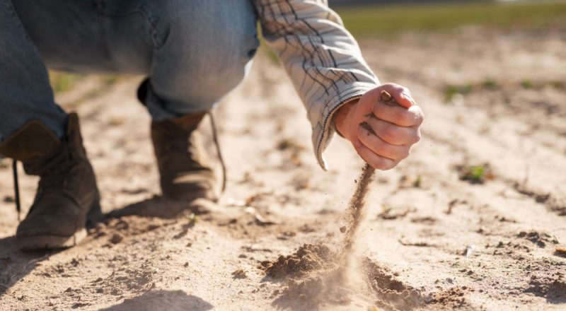 Homem faz processo de escalonamento na agricultura