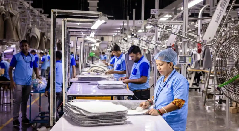 Operadores em uma linha de produção industrial focados em automação, controle e manutenção para garantir operações seguras e contínuas.